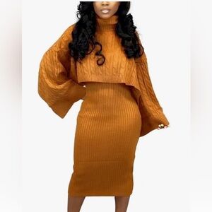 Burnt Orange Knit Dress Set -Medium